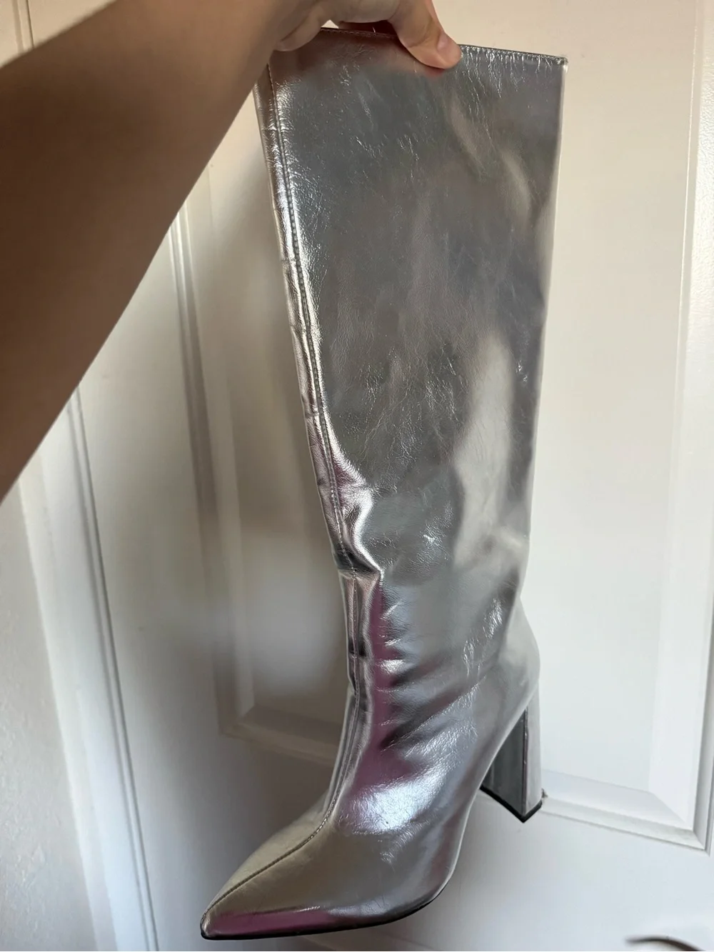 Zara boots metallic silver